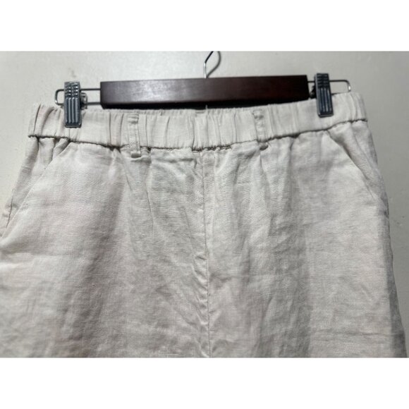 Quince 100% Linen Flare Pants Womens Small Beige Elastic Waist Coastal Lagenlook - Picture 11 of 12